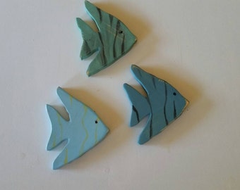 Hand Cut Angelfish Wall Decor: Painted Wood Fish Hanging