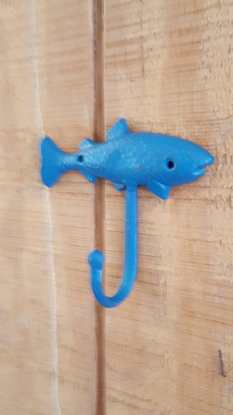 Fish Wall Hook Cast Iron Fish Hook Man Cave Hook Angler Etsy