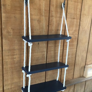 Nautical Shelf, 3 Tier Nautical Shelf, Coastal Wall Decor, Hanging Shelf, Wall Shelf, Bathroom Shelf