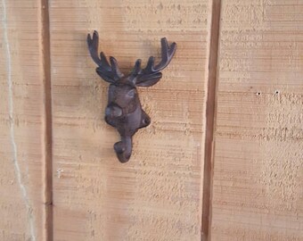 Cast Iron Deer Head Hook: Rustic Cabin Decor (6x4.5&quot;)