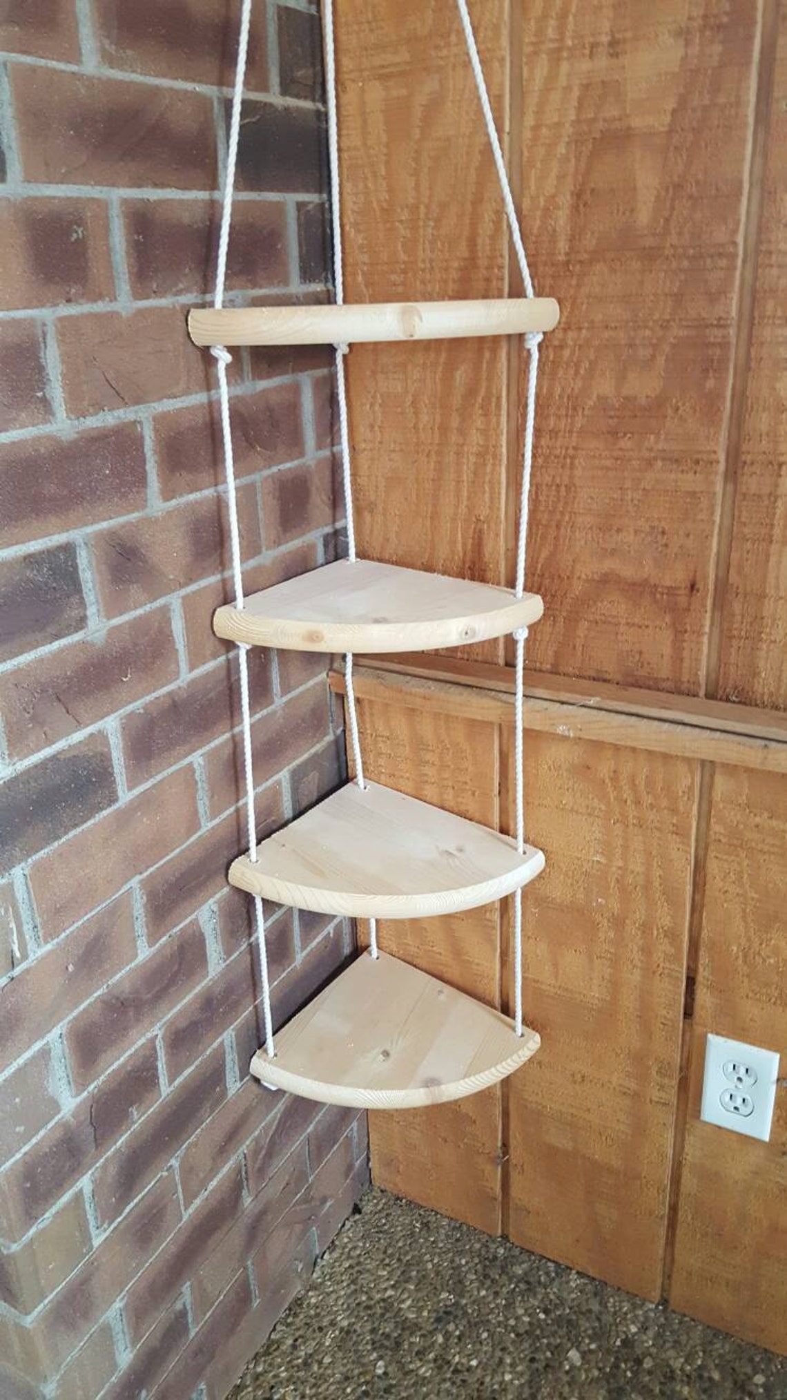 4 Tier Corner Nautical Rope Swing Shelf / Nautical Decor / Etsy