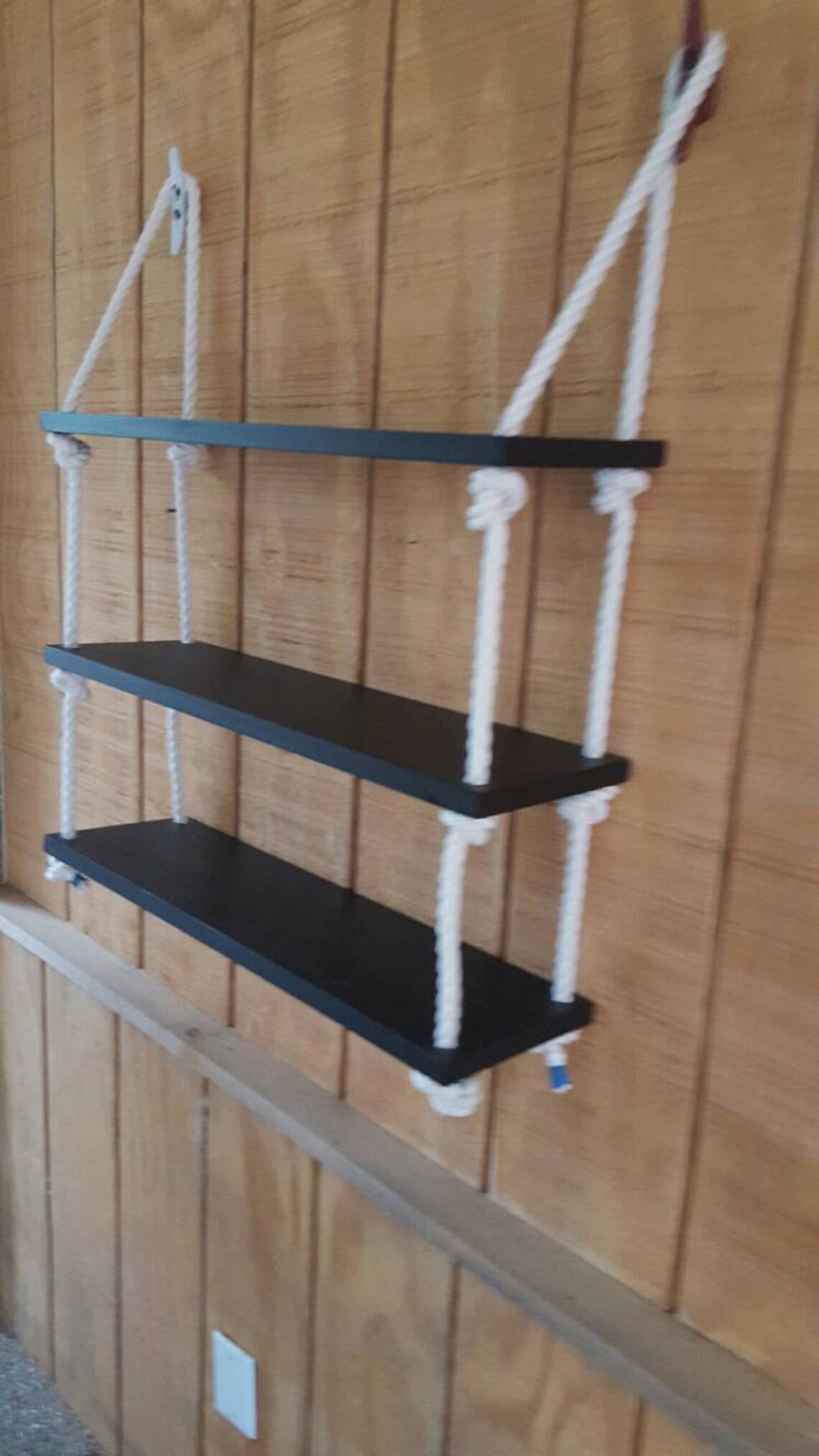 3 Tier Nautical Rope Shelf / Rope Shelf / Nautical Shelf / Etsy