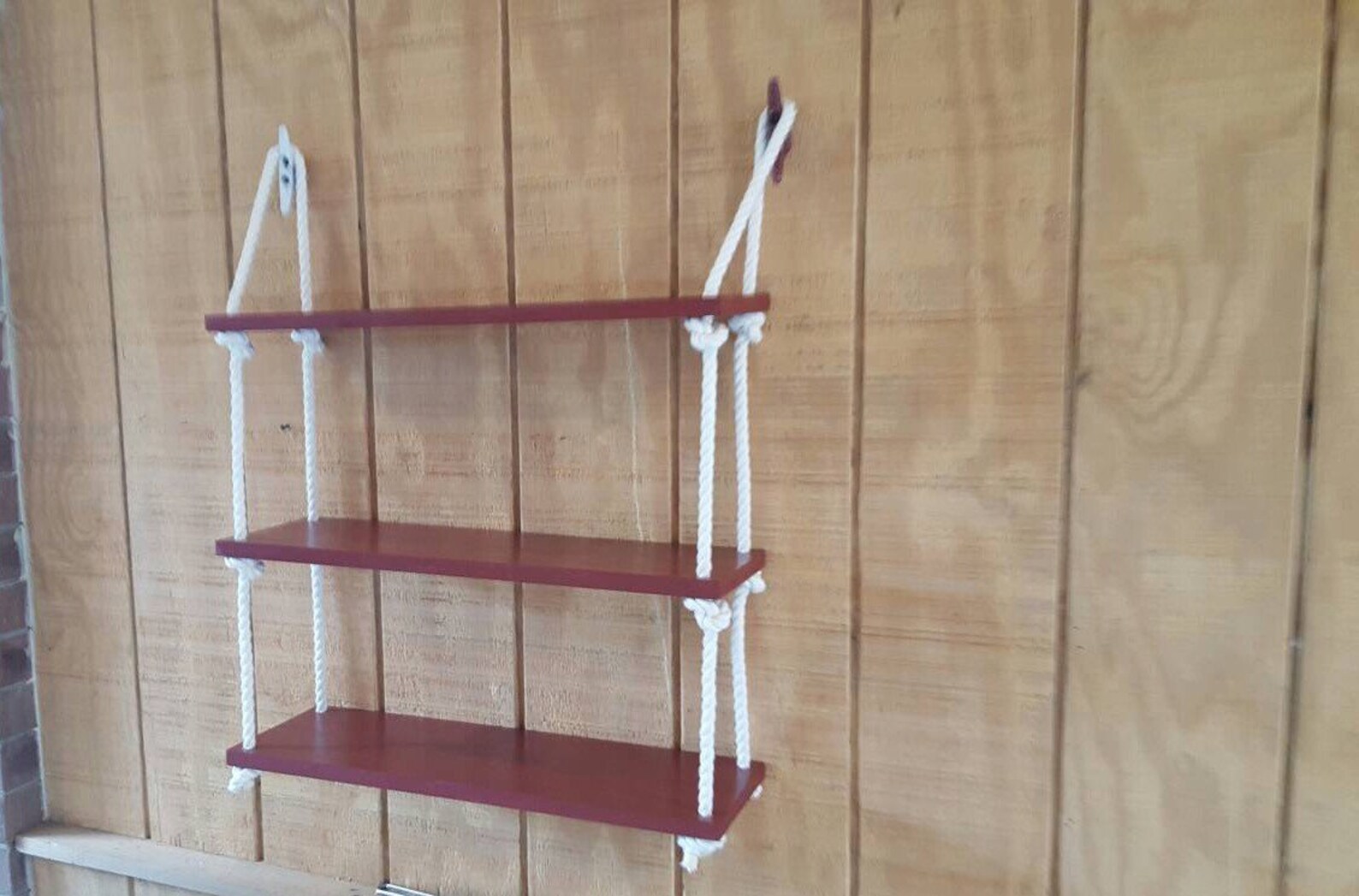 3 Tier Nautical Rope Shelf / Rope Shelf / Nautical Shelf / Etsy
