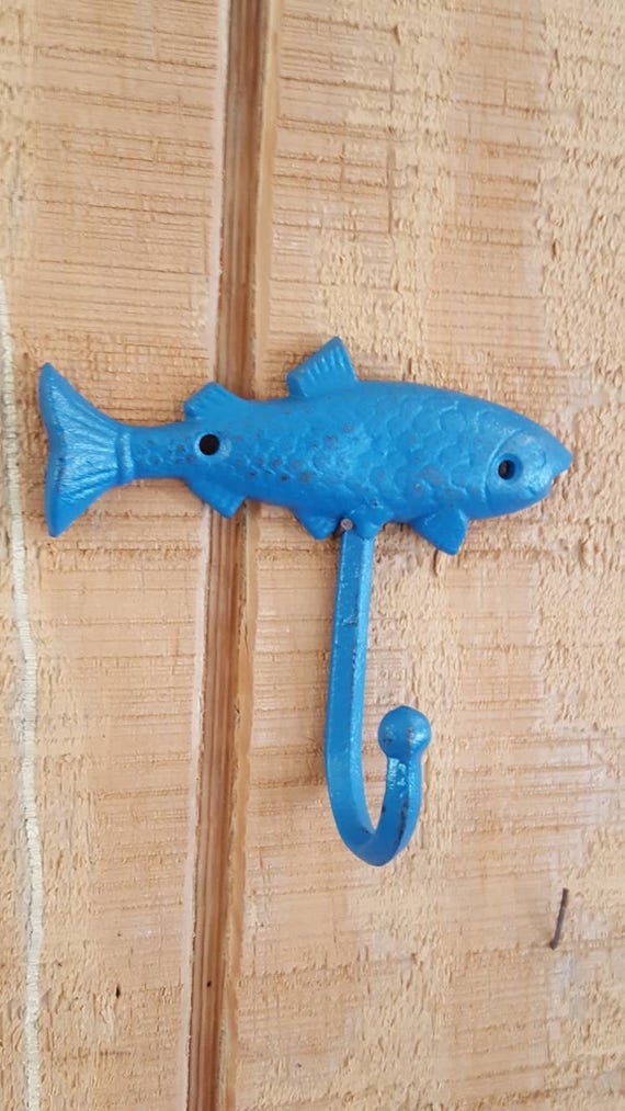 Fish wall hook cast iron fish hook man cave hook angler Etsy