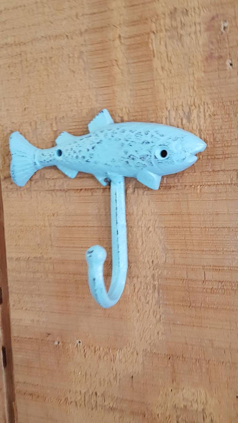 Fish wall hook cast iron fish hook man cave hook angler Etsy