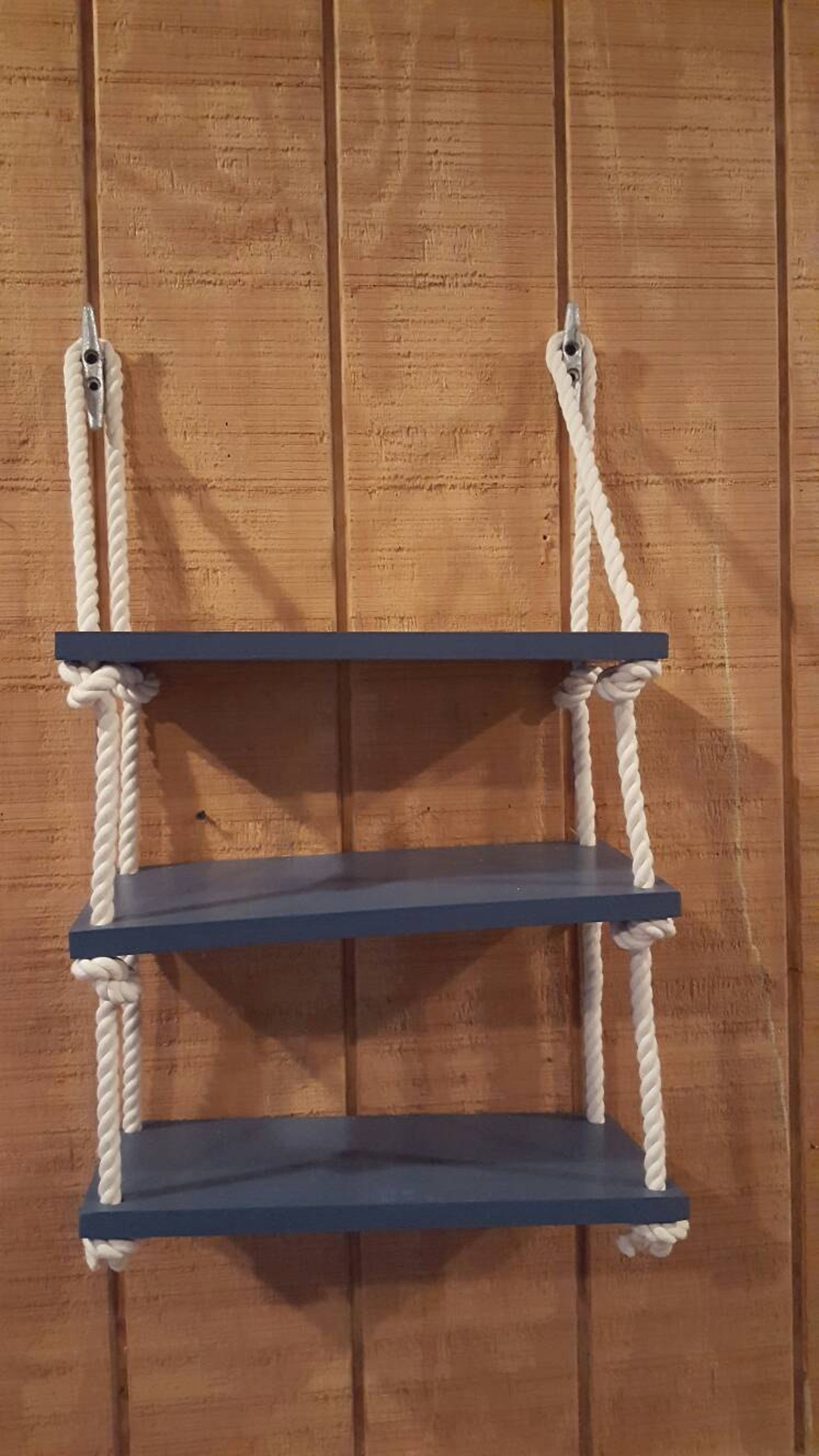 Nautical Rope Shelf 3 Tier Rope Shelf Nautical Shelf Etsy España