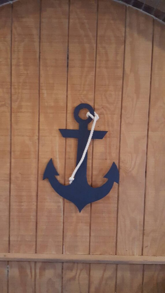 Wooden Nautical Anchor With Rope Anchor Decor Large Anchor Etsy