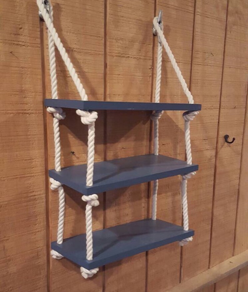 Nautical Rope Shelf 3 Tier Rope Shelf Nautical Shelf Etsy UK