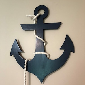 Wooden Nautical Anchor with Rope, anchor decor, large anchor, maritime decor , nautical decor, nautical nursery, Anchor Wall Decor, Ship