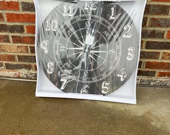 Vintage Compass Rose Clock: Nautical Wall Art (23 inches)