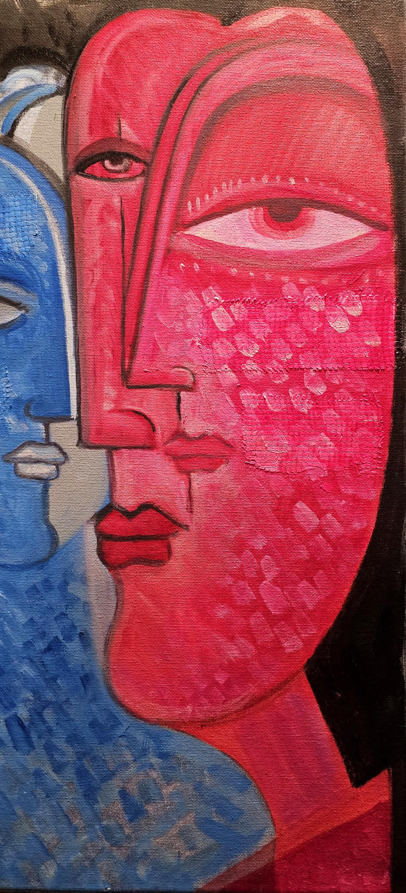 キュビスム油絵：「統一」ピカソ風現代美術（20×16インチ） - Etsy 日本