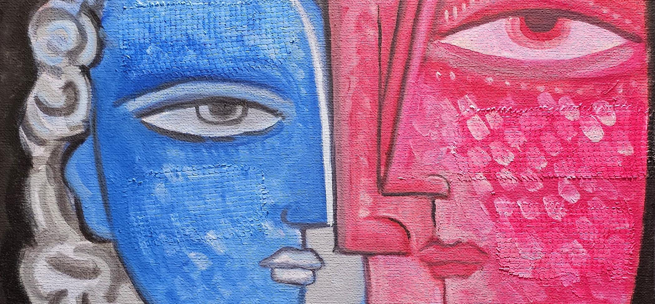 キュビスム油絵：「統一」ピカソ風現代美術（20×16インチ） - Etsy 日本