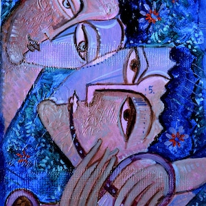 large canvas print, Picasso style Cubist Modern art &quot; Song &quot;  Size  24 x 18 inch