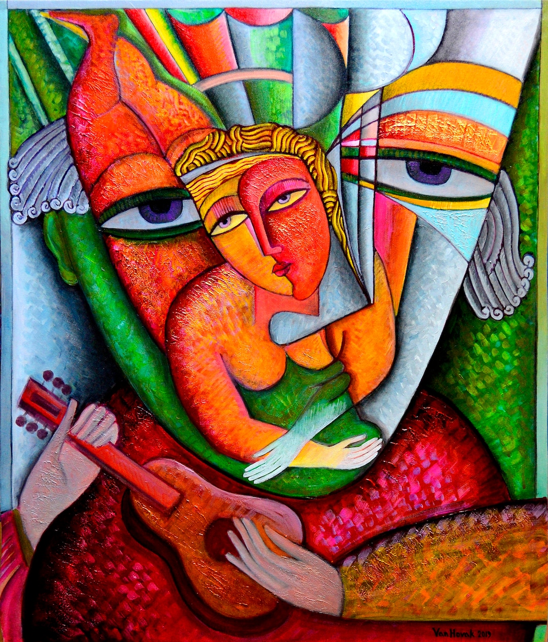 Cubist Art Print on Canvas: 