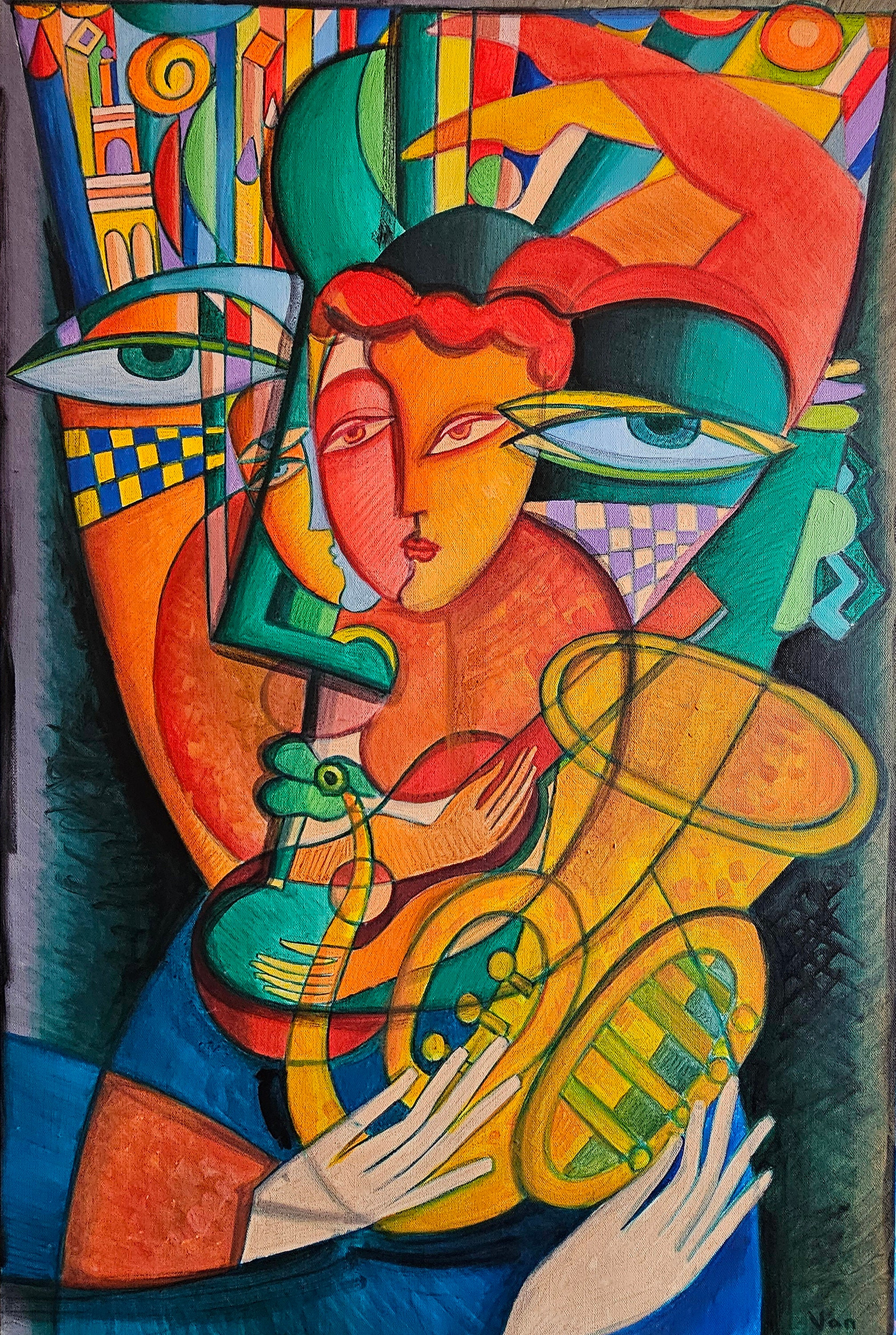 Mid Century watercolor paintings by Serge Paque, signed