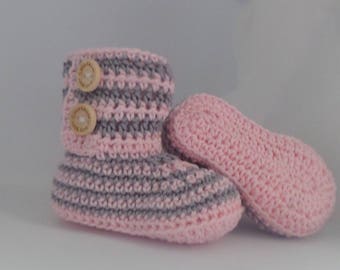 Baby booties gestreept