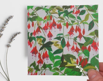 Fuchsia floral print - 12cm x 12cm