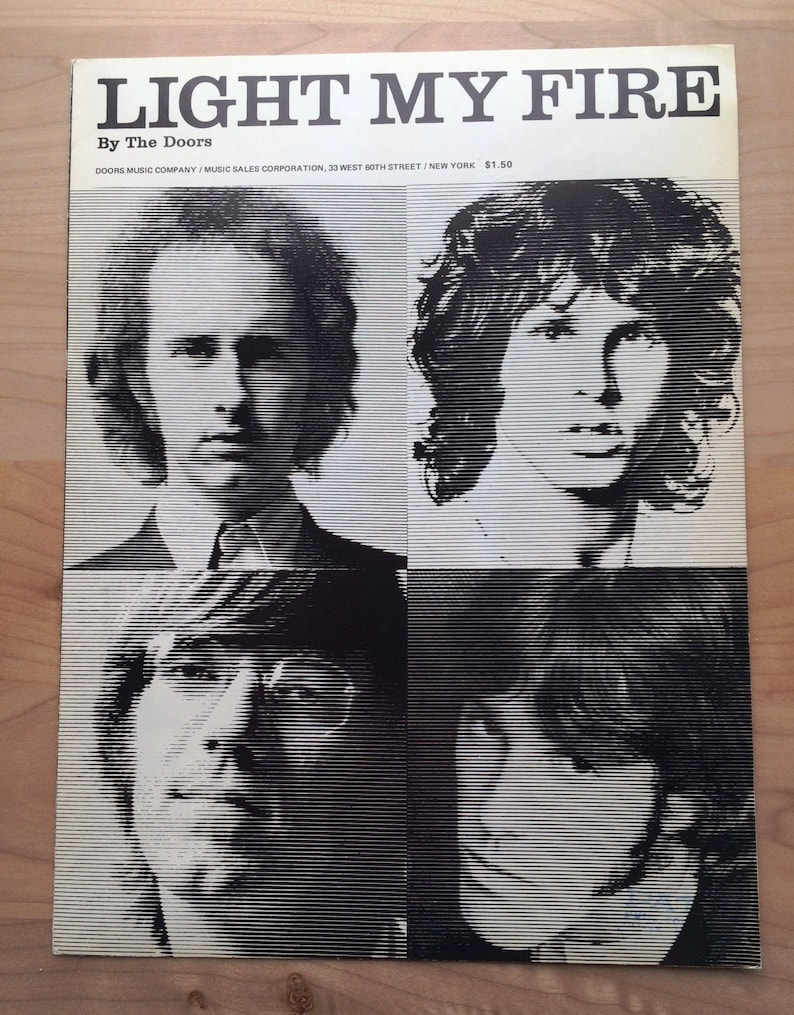 Light My Fire By The Doors Rare Sheet Music Ready For Framing Free Shipping In The U S Collectible Original Vintage