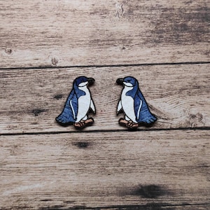 Handmade Wooden Fairy Penguin Stud Earrings I Australian Native Animals