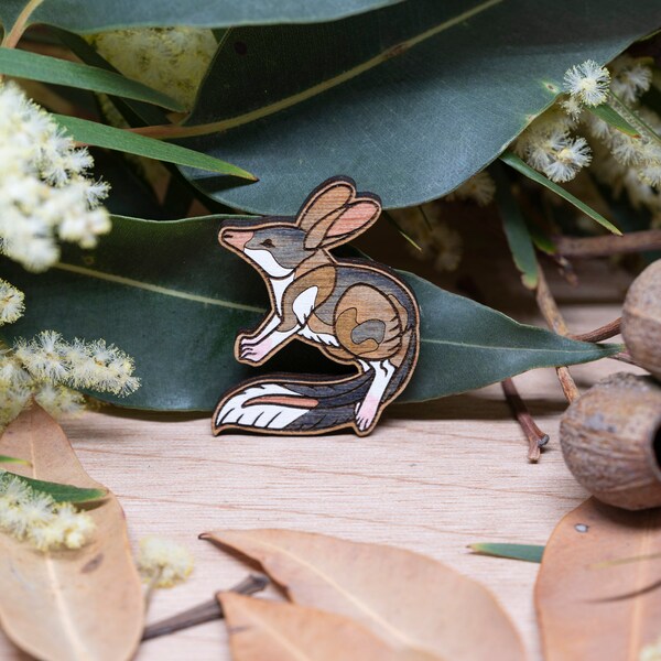 Handmade Wooden Greater Bilby Pin I Australian Native Animals