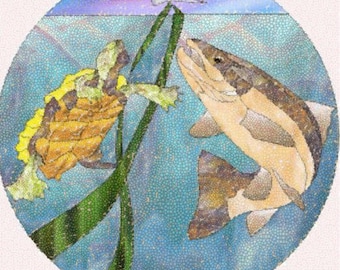 Rug tufting pattern, turtle and trout, digital download