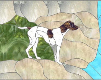 Mosaik-, Glasmalerei- oder Quiltmuster, Vogelhund, digitaler Download
