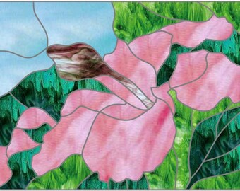 Mosaik-, Glasmalerei- oder Quiltmuster, Hibiskus, digitaler Download