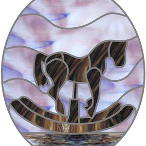 Stained glass, mosaic, or quilt pattern, Rocking horse, digital download