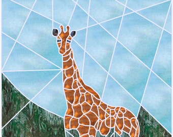 Mosaik-, Glasmalerei- oder Quiltmuster, Giraffe, digitaler Download