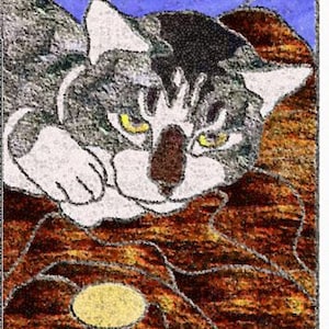 Rug tufting pattern, Cat Plays with Light, digital download