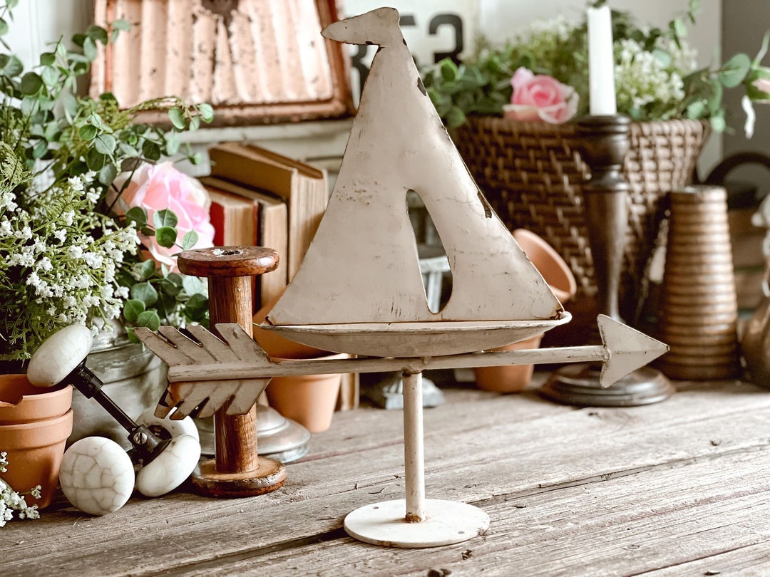 Vintage Metal Sailboat Tabletop Decor Vintage Nautical Decor Etsy