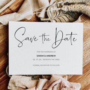Minimalistische Save the Date-kaarten of bewaar de avond of het weekend met enveloppen - elke kleur of elk bericht - Save the Dates-huwelijksaankondiging
