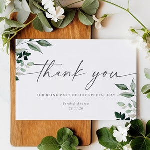 Greenery Hochzeit Dankeskarten mit Umschlägen - jede Dankesnachricht oder Hochzeitsgeschenknachricht