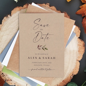 Rustic Leaf Save the Date Cards o Save the Evening o Weekend con buste - Save the Dates Annuncio di matrimonio