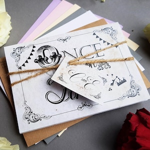 Fairy Tale Wedding Invitation Set , Concertina Wedding Invites - Rustic Storybook Disney Wedding Invites With Envelopes