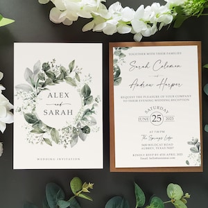 Schleierkraut Hochzeitseinladungen mit Umschlägen, Schleierkraut Salbei Grün Hochzeit lädt ein