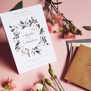Blush Wild Floral Save the Date Cards con buste - qualsiasi colore o messaggio - Save the Dates Wedding Card