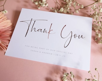 Blush Wedding Thank You Cards With Envelopes - Any Thank You Message or Weddng Favour Message