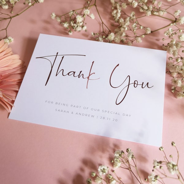 Blush Wedding Thank You Cards With Envelopes - Any Thank You Message or Weddng Favour Message