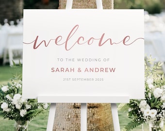 Wedding Welcome Sign in Any Colour, A1, A2 Personalised Wedding Signs, Wedding Decor, Welcome Wedding Board, Script Wedding Sign