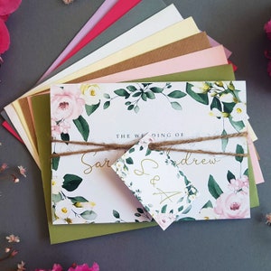 Eucalyptus Blush wedding Invites - Concertina Botanical Wedding Invite With Tags, Rustic Twine & Choice of Envelopes - Summer Wedding