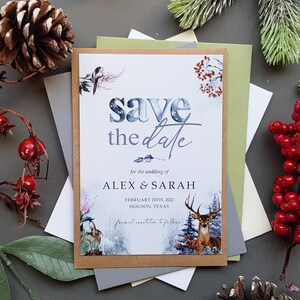 Biglietti Save the Date invernali o Save the Evening o Weekend con buste - o biglietti per il cambio data - qualsiasi colore o messaggio - Save the Date