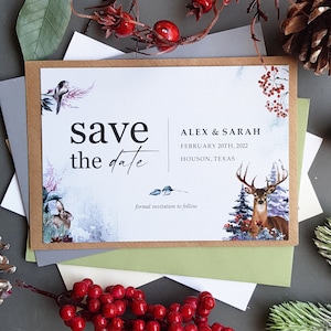 Biglietti Save the Date invernali o Save the Evening o Weekend con buste - O biglietti di cambio data - Save the Date Wedding Card