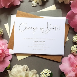 Biglietti di cambio data per matrimonio posticipato con buste, biglietti di cambio data matrimonio - Biglietti Save the Date
