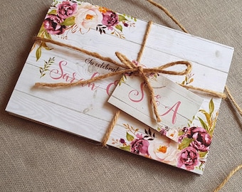 Blush Wedding Invitation Set  - Rustic Luxury Wedding Invites - Luxury Wedding Invites Or Reception Invitation With Envelopes