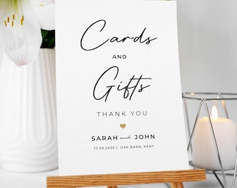 Wedding Sign - Cards & Gifts on A3, A4 or A5 Printed on Card and Personalised