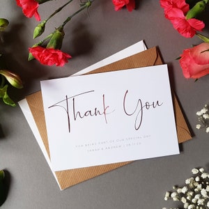 Cartões de agradecimento de casamento com envelopes - qualquer mensagem de agradecimento ou mensagem de lembrança de casamento