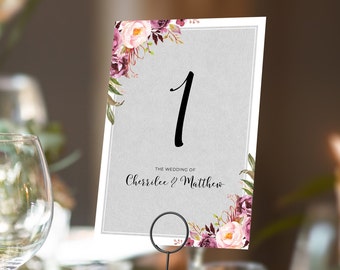 Blush Grey Table Numbers or Table Names | Any Colour Font | A5 double sided cards | Weddings | Dinner or Gala Event