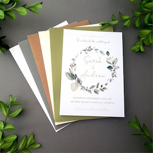 Couronne d'eucalyptus : réservez vos dates ou réservez votre soirée ou votre week-end avec des enveloppes - faites-part de mariage réservez vos dates