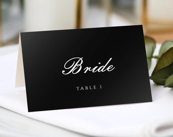 Monogram Wedding Place Cards |  Guest Name Printing Included + Menu Choices | Wedding Place Settings | Any Colour Font | Name Place Cards